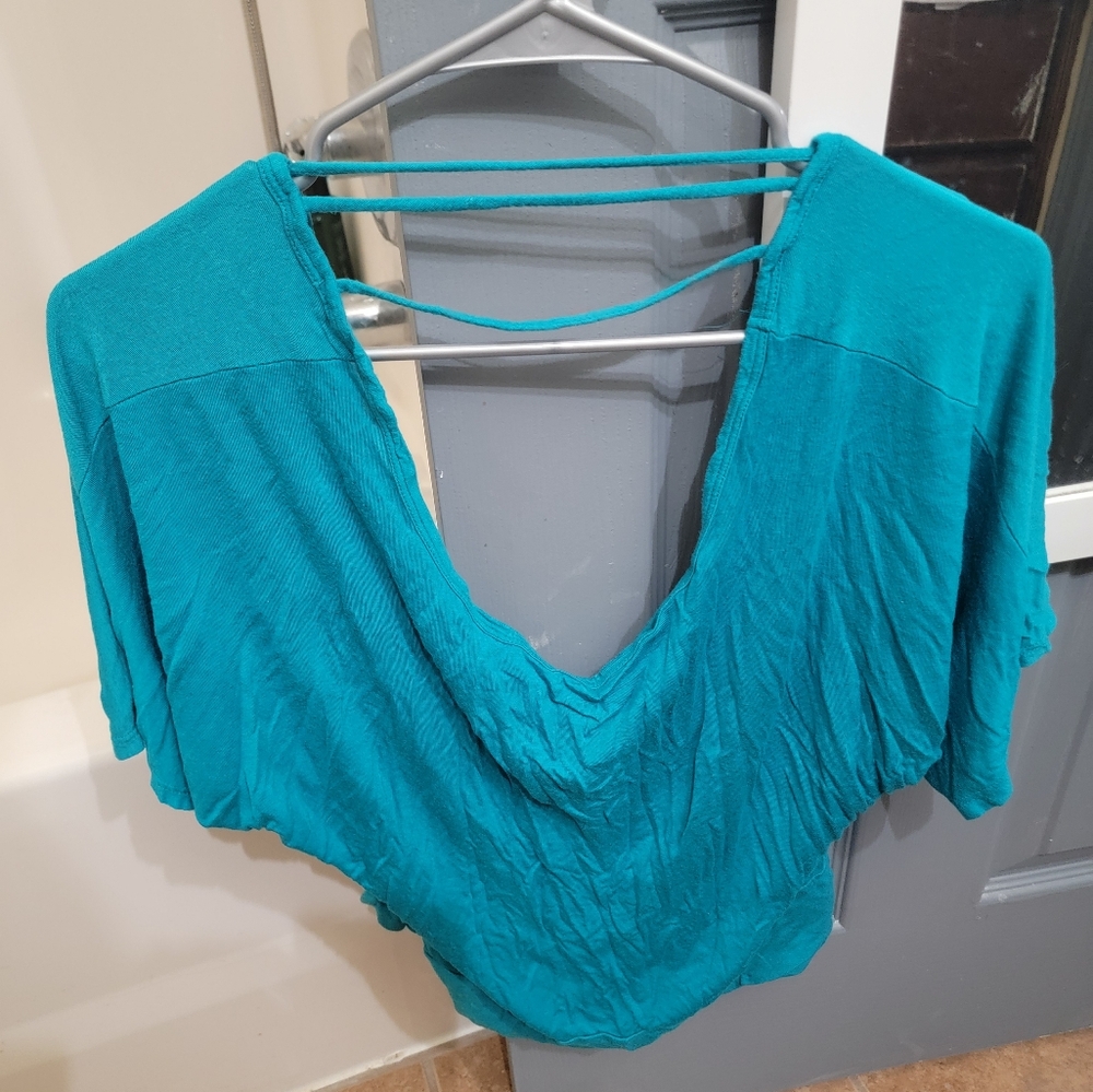 Teal V-Neck Top